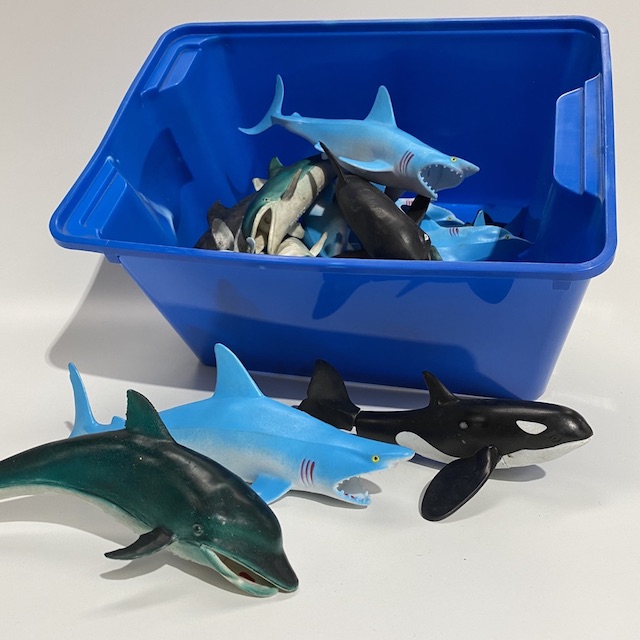 TOY, Plastic Whales, Shark, Dolphin, (Box Lot)